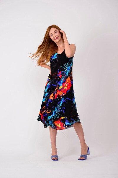 Park Moda Adn877 6981 فستان سبلاش مائل