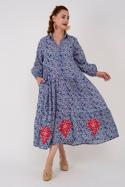 Park Moda AN10522 MARIN EMBROIDERY DETAILED SHIRT DRESS