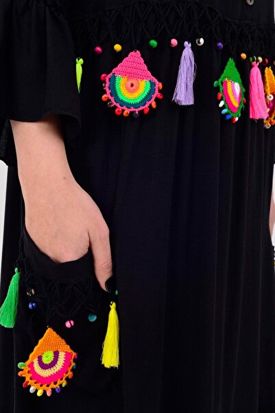 Park Moda Φόρεμα Boho με λεπτομέρεια με κέντημα και φούντα Adn5383