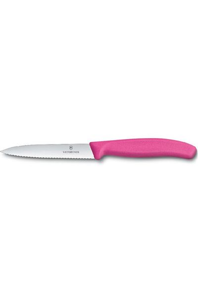 Victorinox Swiss Classic Paring 4" Serrated Blade 5/8" Width at sharp Tip Pink Handle