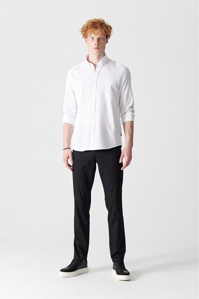 Avva Męskie czarne, komfortowe spodnie slim fit z kieszeniami bocznymi E003004