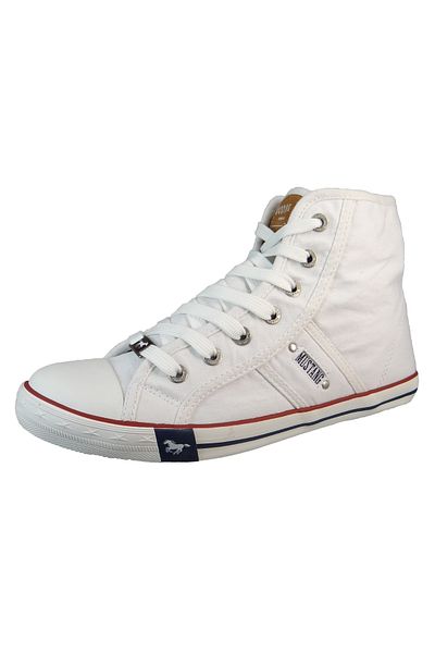Mustang Damen High Sneaker High Top 1099506 Weiß 1 Weiss Leinen