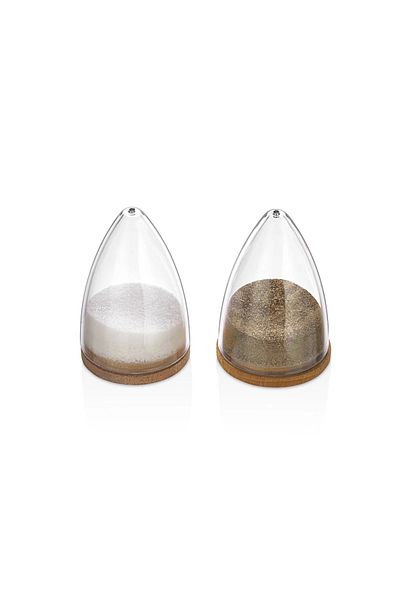 Ecolux 2 Pieces Mica Salt and Pepper Shakers with Bamboo Lid and Spice Presentation Set - NOT GLASS