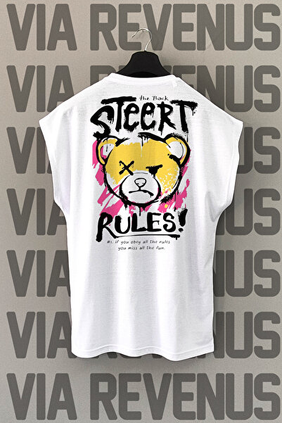 Vordevia Tricou sport cu imprimeu pe spate White Street Rules - Mâneci zero
