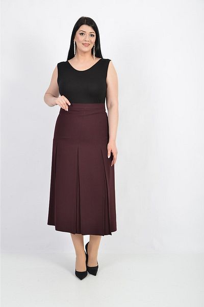 SORALLİNE Women's Plus Size Skirt Pleated 776 Plum