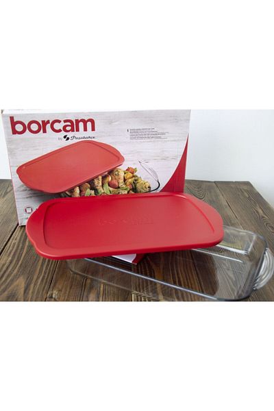 Paşabahçe Rectangular Pyrex Tray with Silicone Cover 59124