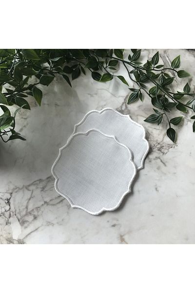 Kristal Tasarım Ecru 2-Piece Plain Cocktail Napkin Set
