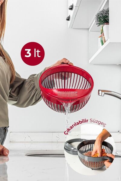 Stile Cucina مصفاة أرز لينيا 3 لتر لون أحمر