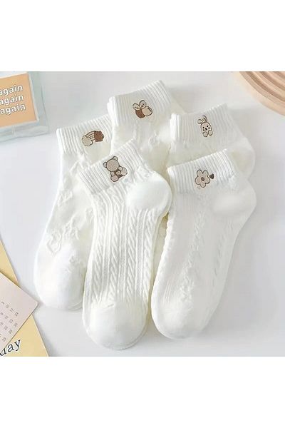 Maygiy 5 Pairs of Textured Socks Lightweight and Breathable Patterned Women's Socks