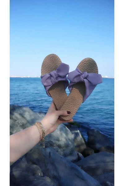 Moda fiesta Bow Women's Straw Slippers Soft Sole Daily Sea Beach Slippers