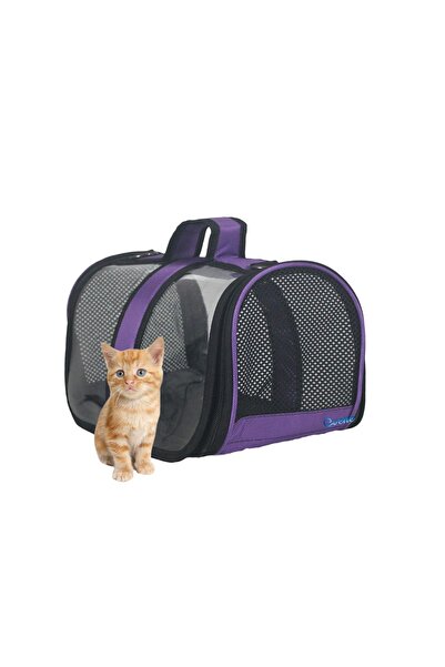 Evene Kedi Çantası Mor Kedi Taşıma Seyahat Evcil Hayvan Çantası  Küçük Boy Şe...