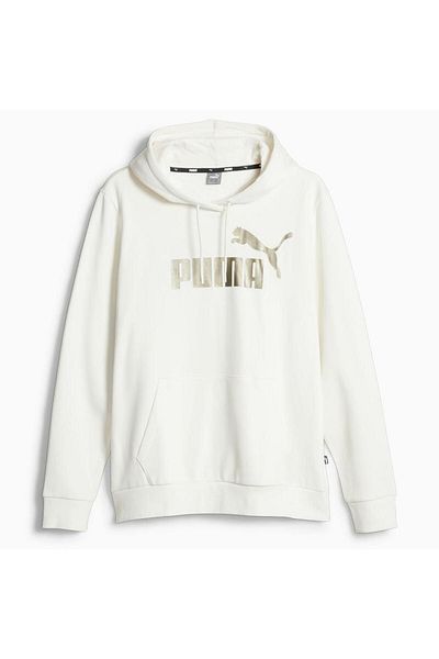 Puma ESS+ Μεταλλικό λογότυπο Hoodie FL Ζεστό ΛΕΥΚΟ Γυναικείο Φούτερ