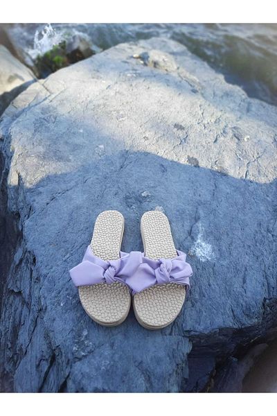 Moda fiesta Bow Women's Straw Slippers Soft Sole Daily Sea Beach Slippers