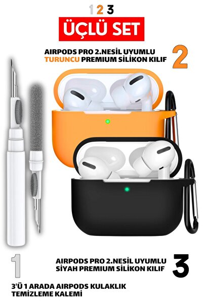 EWEC Üçlü Set | Pro 2.Nesil Uyumlu İkili Silikon Kılıf ve 3 in 1 Bluetooth Ku...