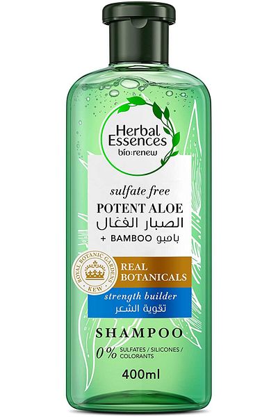 Herbal Essences شامبو طبيعي لتقوية الشعر من Herbal Essences خالي من الكبريتات يحتوي على الصبار القوي مع الخيزران للشعر الجاف