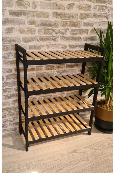 EGN WOODS Suport pantofi din lemn 4 locuri, raft organizator baie, suport pentru flori s.s.n.60*25*80