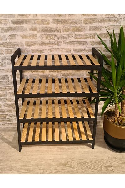 EGN WOODS Suport pantofi din lemn 4 locuri, raft organizator baie, suport pentru flori s.s.n.60*25*80