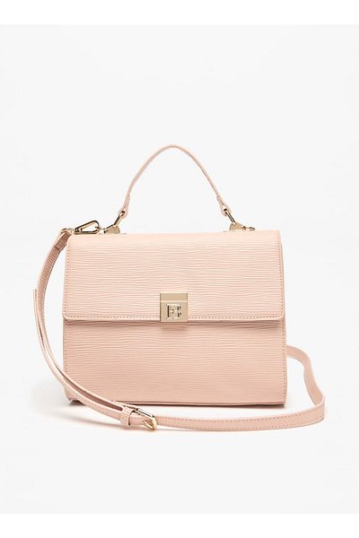 Flora Bella by Shoexpress Textured Satchel Bag with Magnetic Closure and Adjustable Strap
