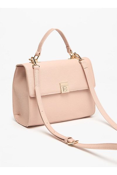 Flora Bella by Shoexpress Textured Satchel Bag with Magnetic Closure and Adjustable Strap