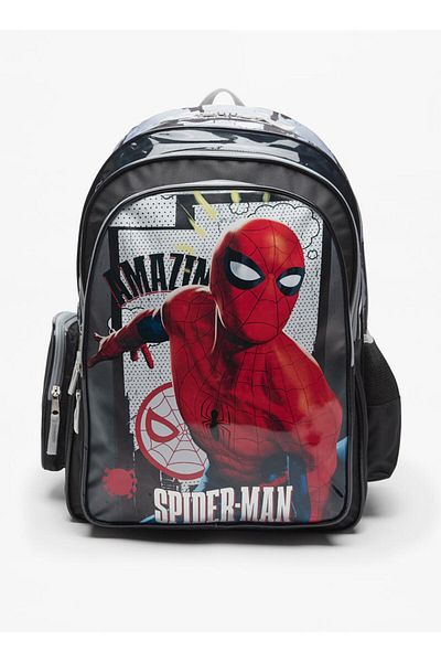 Shoexpress Spider-Man Print Backpack with Adjustable Shoulder Straps and Zip Closure - 46x34x23 cm