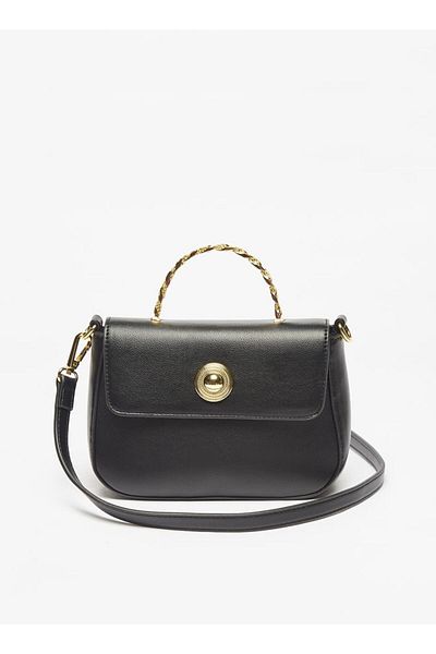 Flora Bella by Shoexpress Solid Satchel Bag with Detachable Strap and Flap Closure
