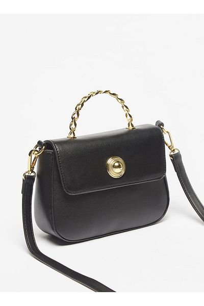 Flora Bella by Shoexpress Solid Satchel Bag with Detachable Strap and Flap Closure