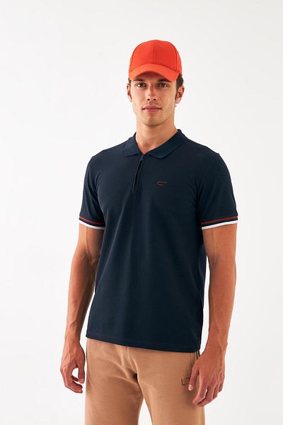 Escetic Ανδρικό μπλουζάκι πόλο με γιακά Navy Blue που αναπνέει - Regular Fit T0080
