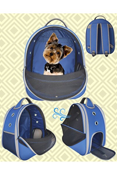 LAVİSTA Evcil Hayvan Fileli Sırt Taşıma Çantası Paris Mavi