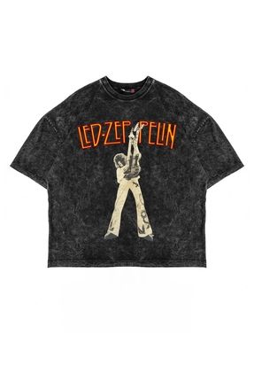 Sekizbiralt Led Zeppelin Human Bask l Oversize 24 1 Premium Y kamal Siyah Tshirt Fiyat Yorumlar Trendyol