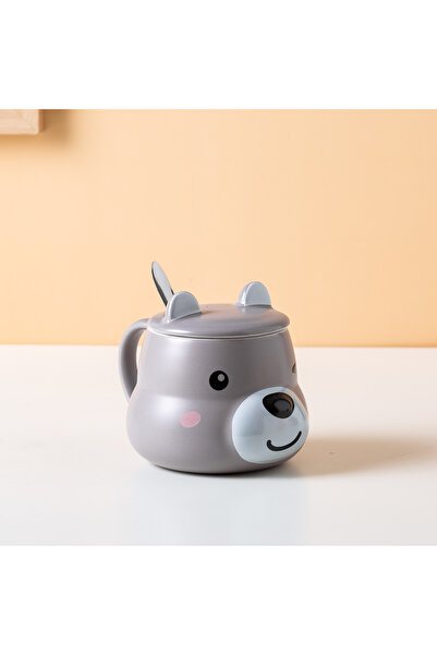 Livava Teddy Bear Ceramic Mug, Gray, 8X8