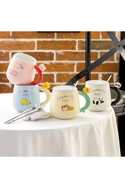 Livava Lazy Piggy Ceramic Mug, Pink, 9X8