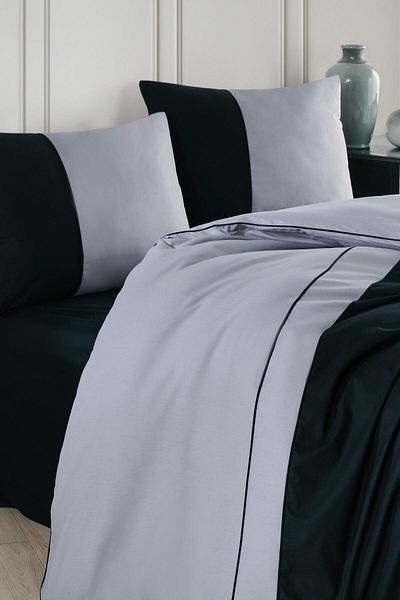 Altınbaşak Thor Black Gray Single Ranforce Duvet Cover Set