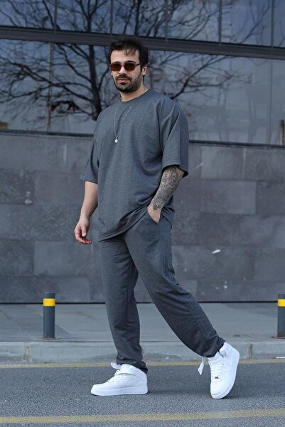 BayBayan Ανδρικό σετ καλοκαιρινής πιτζάμες Oversize Crew Neck - Κοντό μανίκι