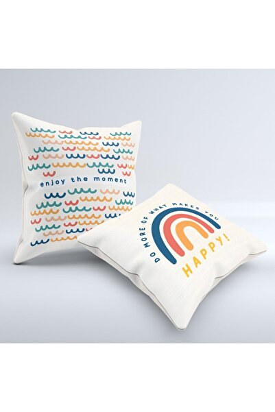 Hediyesepeti Enjoy Your Memory 2-Piece Decorative Pillow Set - Printed Text Decorative Throw Pillow