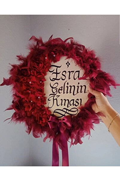 Evsay Isme Özel Kına Gelin Tefi Deri Tef Vurmalı Çalgı Def Kına Defi Otrişli Deri Tef