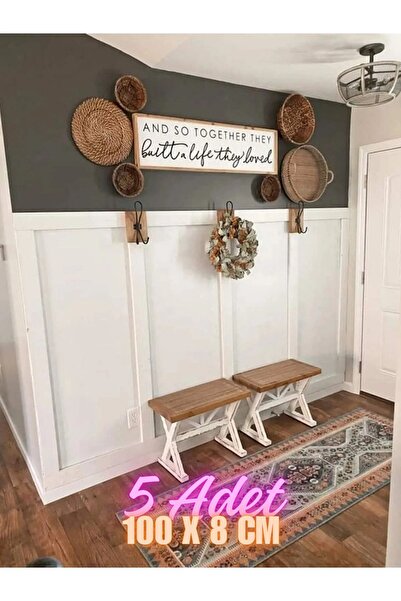 VeraGift Iskandinav Duvar Çıtası 1 Paket (5 Adet) 100×8 cm Dekoratif Boyanabi...