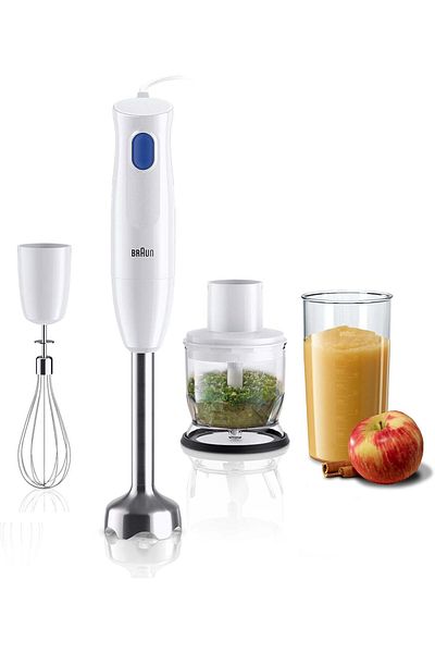 Braun خلاط يدوي مالتي كويك 1، مفرمة 350 مل، خفاقة، خفيف الوزن، دورق 600 مل - MQ10.202M WH
