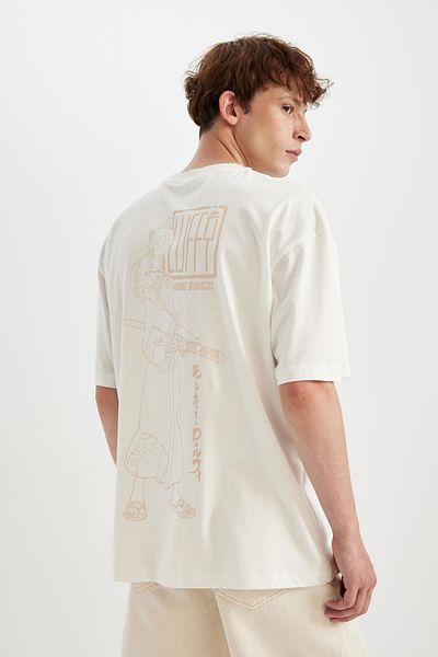 DeFacto Μπλουζάκι με κοντό μανίκι One Piece Oversize Fit Crew με στάμπα C5870AX24HS