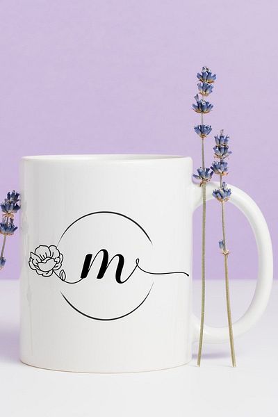 Hediyesepeti كوب شاي وقهوة من البورسلين مطبوع عليه حرف M