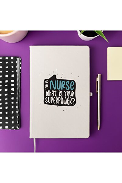 Hediyesepeti Humorous Notepad for Super Nurses Striped 13 cm x 21 100 sheets Ivory paper