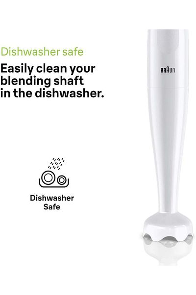 Braun خلاط يدوي 450 واط، سرعة واحدة، خفيف الوزن، خالي من مادة BPA، آمن للاستخدام في غسالة الأطباق، بلاستيك - MQ 10,001