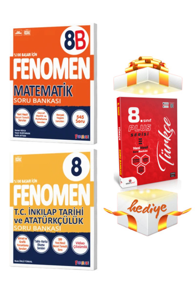 Fenomen Yayıncılık 8.Sınıf Fenomen Matematik B ve İnkilap Tarihi ve Atatürkçülük Soru Bankası 2024 Türkçe Hediyeli