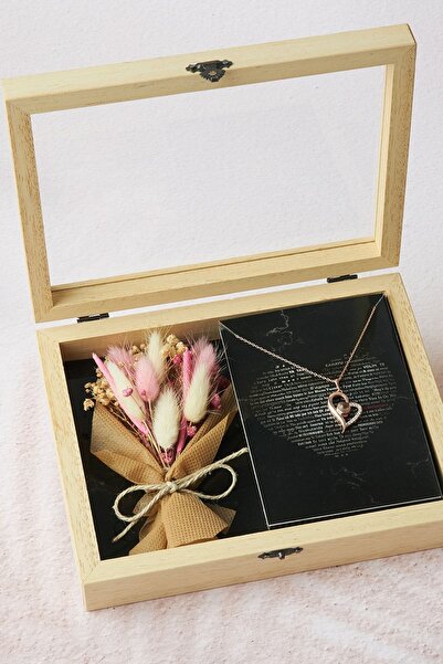 Hediyesepeti Çiçek Buketli 100 Dilde Seni Seviyorum Kolye Hediye Kutusu Işık ...