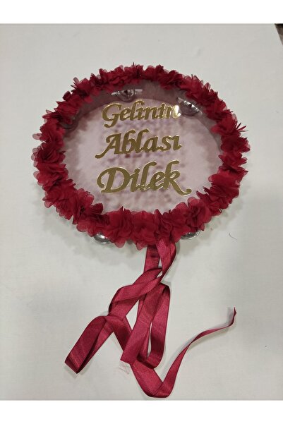 Evsay Gelinin Ablası İsme Özel Lazer Güllü Deri Tef Kına Gecesi Malzemesi Kın...