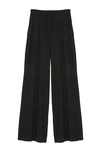 Quzu Black Pleated Woven Trousers - Loose Fit, Lined and Non-Showing