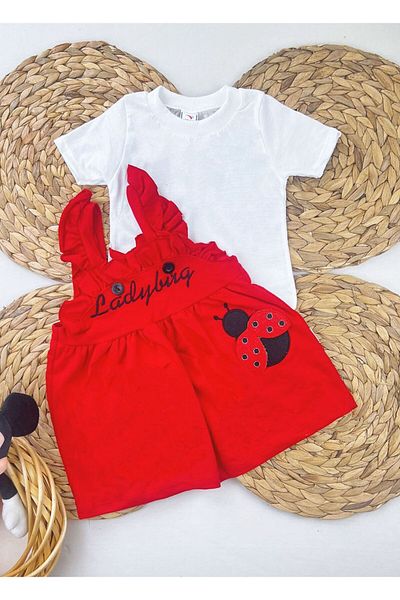 ASN APPAREL Embroidery Detailed Ladybug Salopet