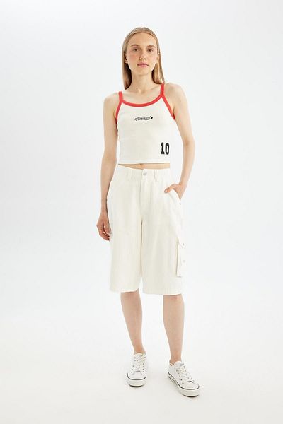 DeFacto Coool Tailliertes bedrucktes Modal-Tanktop D1381AX24SM