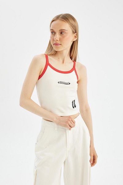 DeFacto Coool Tailliertes bedrucktes Modal-Tanktop D1381AX24SM