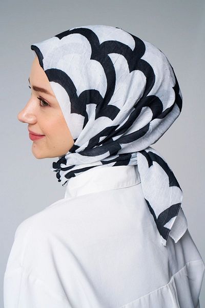Modakaşmir White Cloud Patterned Bamboo Scarf