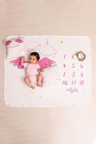 Hediyesepeti Baby Girl Birth Gift for Your Little Angel Photo Blanket Set Monthly Shooting Blanket